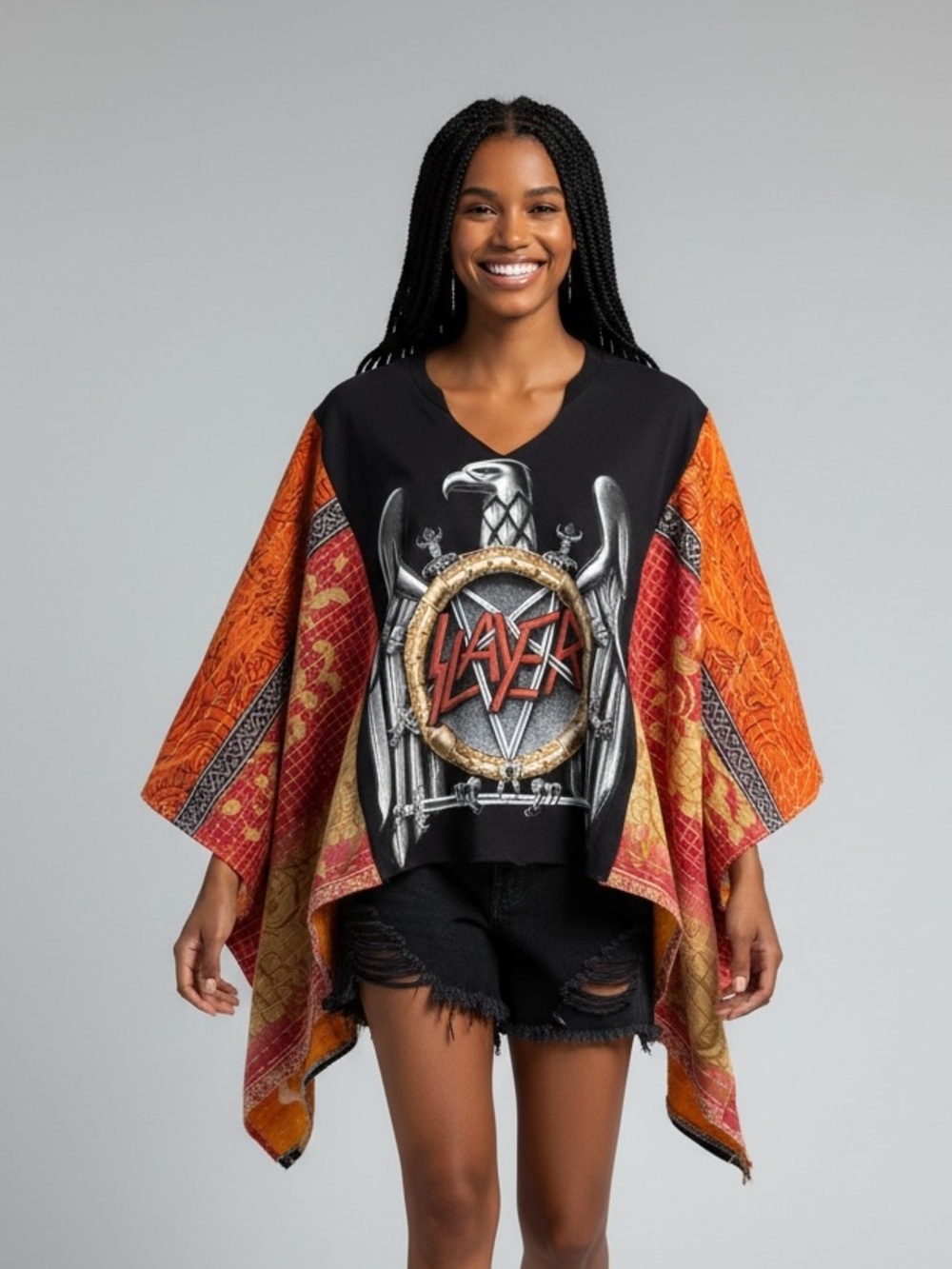 SLAYER Reworked Band Tee Poncho Style Boho Oversized Granny D Original OS
